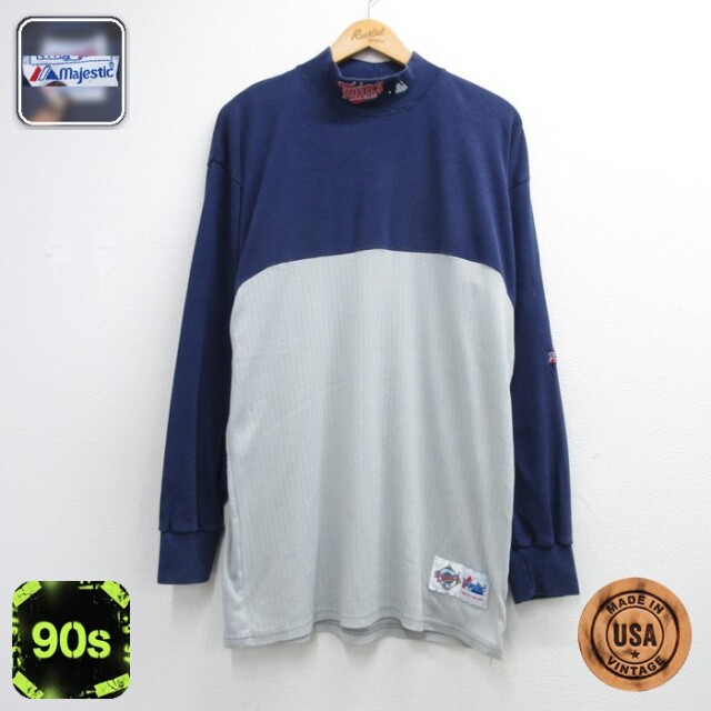 Majestic 90s 長袖Tシャツ MLBツインズ ネイビー メンズXL相当 | 古着