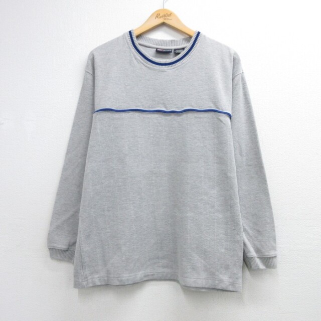 L★古着 Faded Glory 長袖 Tシャツ メンズ コットンニット クルーネック グレー 霜降り 26oct06
