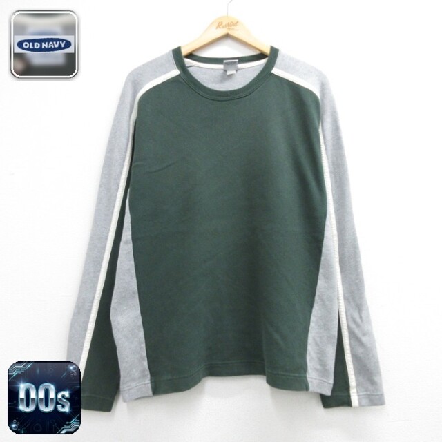 OLD NAVY 長袖 ビンテージ Tシャツ 00s ラグラン コットン クルーネック グリーン メンズXL相当 | 古着