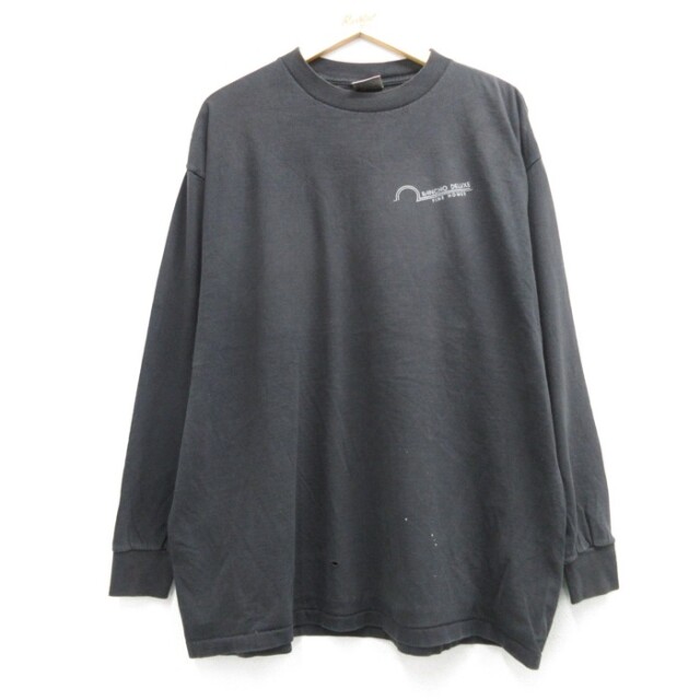 XL★古着 ONEITA 長袖 ビンテージ Tシャツ メンズ 90年代 90s 大きいサイズ コットン クルーネック USA製 ブラック 26oct06
