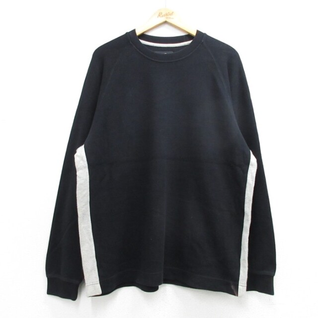 XL★古着 Eddie Bauer エディーバウアー 長袖 ビンテージ Tシャツ メンズ 00年代 00s 切り替え 大きいサイズ コットン クルーネック ブラック【spe】 26oct09