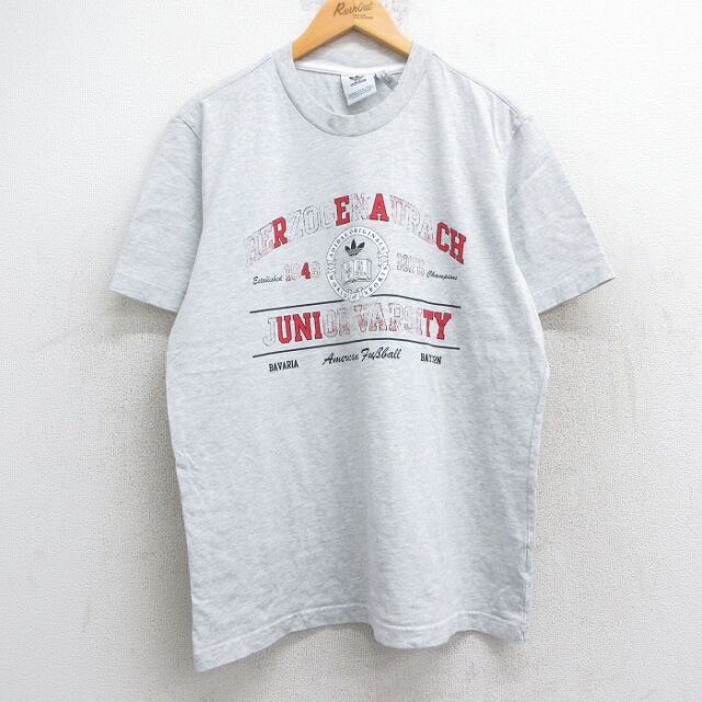 XL★古着 アディダス adidas 半袖 ブランド Tシャツ メンズ ヘルツォーゲンアウラハ ジュニアバーシティ コットン クルーネック 薄グレー 霜降り 25jul01 中古