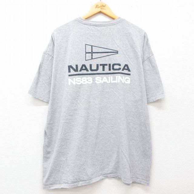 【50%OFF】ノーティカ 半袖Tシャツ ビッグロゴ グレー XL | 古着