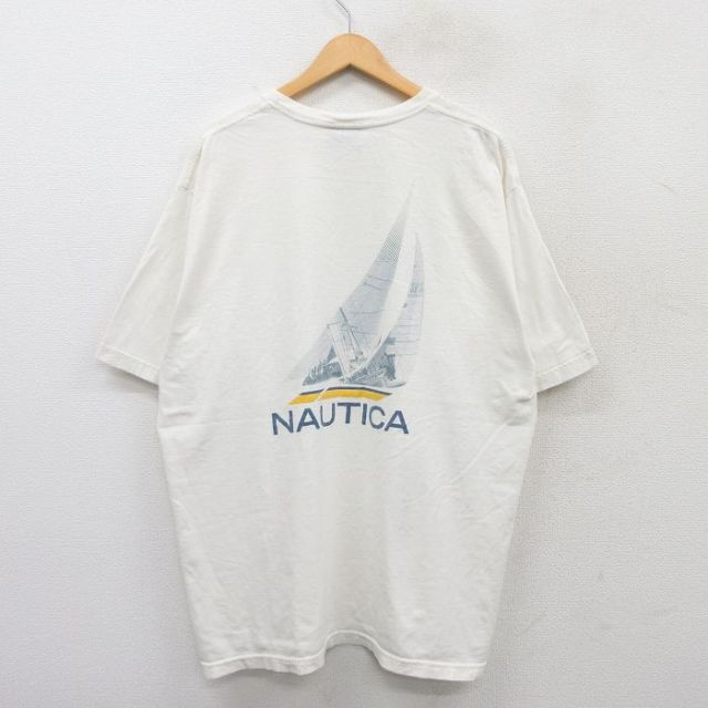 【50%OFF】ノーティカ 半袖Tシャツ ビッグロゴ ホワイト XL | 古着