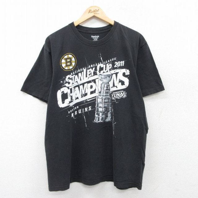 【50%OFF】リーボック 半袖Tシャツ ボストンブルーインズ ブラック XL | 古着