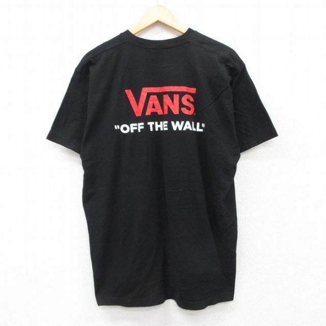 【50%OFF】XL★古着 バンズ VANS 半袖 ブランド Tシャツ メンズ ビッグロゴ クルーネック 黒 ブラック 25jul19 中古