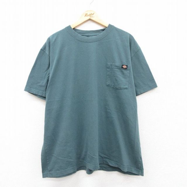 【50%OFF】ディッキーズ 半袖Tシャツ ワンポイントロゴ グリーン XL | 古着