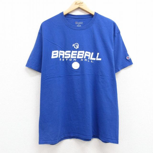 【50%OFF】チャンピオン 半袖Tシャツ ベースボール ブルー XL | 古着