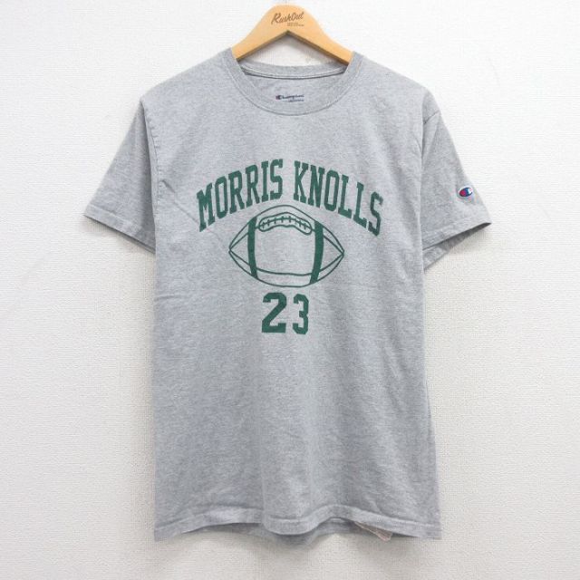 【50%OFF】M★古着 チャンピオン champion 半袖 ブランド Tシャツ メンズ モリスノーズル クルーネック グレー 霜降り 25jul22 中古