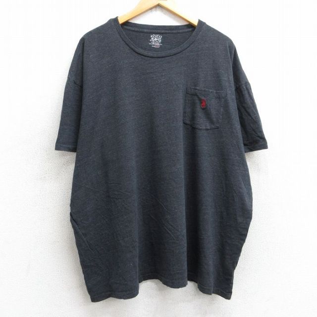 【20%OFF】XL★古着 ラルフローレン Ralph Lauren 半袖 ブランド Tシャツ メンズ ワンポイントロゴ 大きいサイズ コットン クルーネック 黒 ブラック 霜降り 25aug06 中古