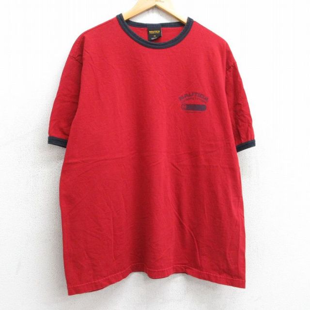 ノーティカ 半袖Tシャツ ワンポイントロゴ レッド XL | 古着