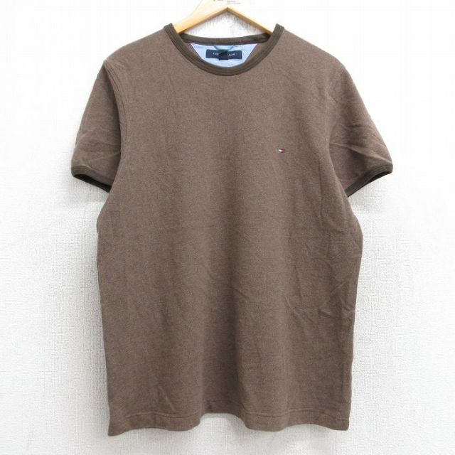 トミーヒルフィガー 半袖Tシャツ ワンポイントロゴ ブラウン L | 古着