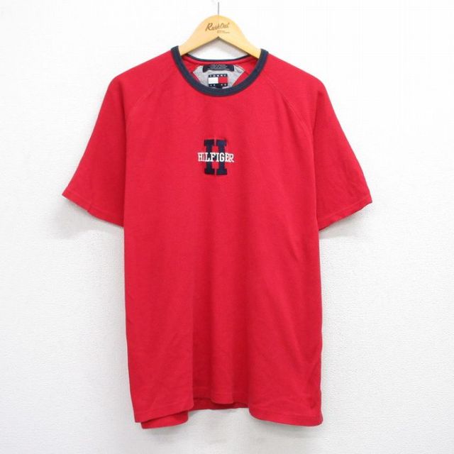 【50%OFF】トミーヒルフィガー 90s 半袖Tシャツ ビッグロゴ レッド XL | 古着
