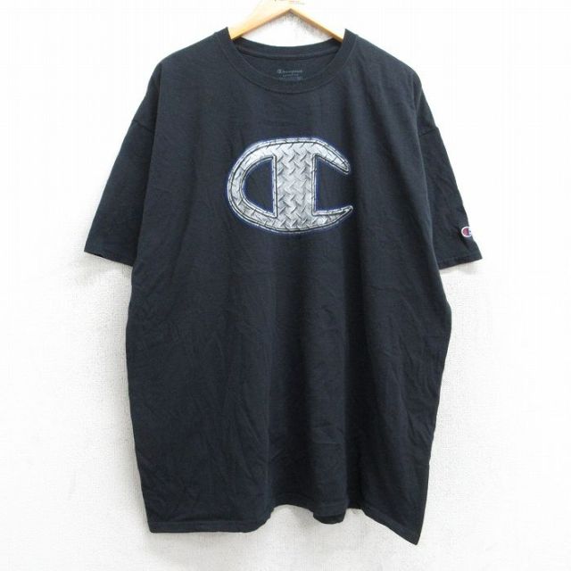 【50%OFF】チャンピオン 半袖Tシャツ ビッグロゴ ブラック XL | 古着