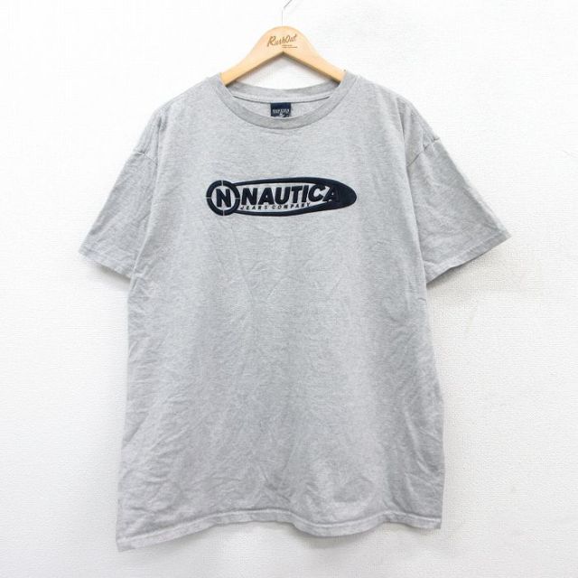 【50%OFF】ノーティカ 半袖Tシャツ ビッグロゴ グレー XL | 古着