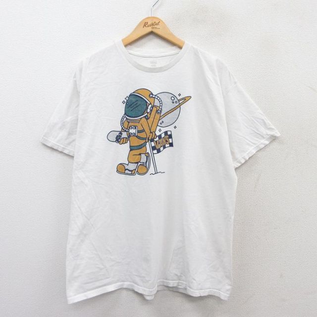 【50%OFF】XL★古着 バンズ 半袖 ブランド Tシャツ メンズ ビッグロゴ スケボー 大きいサイズ クルーネック 白 ホワイト 25aug25 中古