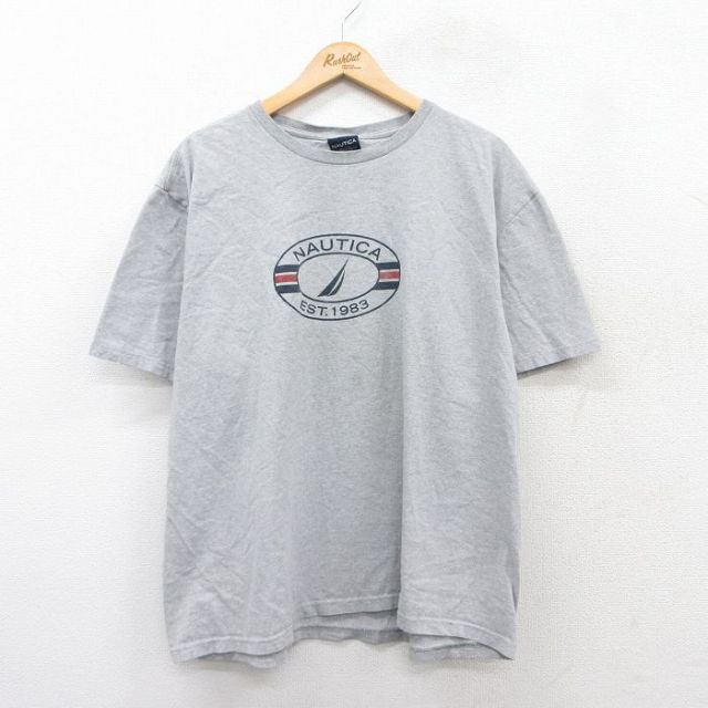 【50%OFF】ノーティカ 半袖Tシャツ ビッグロゴ グレー XL | 古着