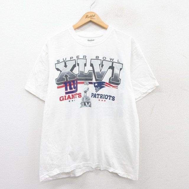 【50%OFF】リーボック 半袖Tシャツ NFLニューイングランドペイトリオッツプリント ホワイト XL | 古着