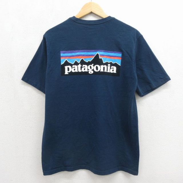 パタゴニア 半袖Tシャツ ビッグロゴ ネイビー メンズL相当 | 古着