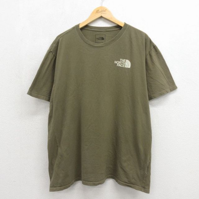 ノースフェイス 半袖Tシャツ ワンポイントロゴ カーキ メンズXL相当 | 古着