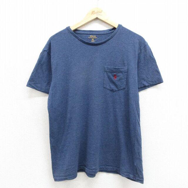 ラルフローレン 半袖Tシャツ ワンポイントロゴ ネイビー メンズL相当 | 古着