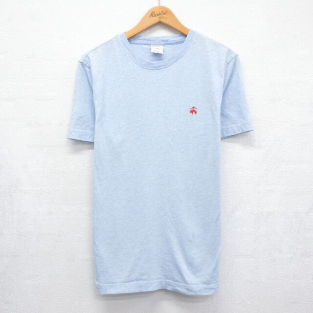 L★古着 ブルックスブラザーズ 半袖 ブランド Tシャツ メンズ コットン クルーネック ライトブルー 霜降り 26jul06