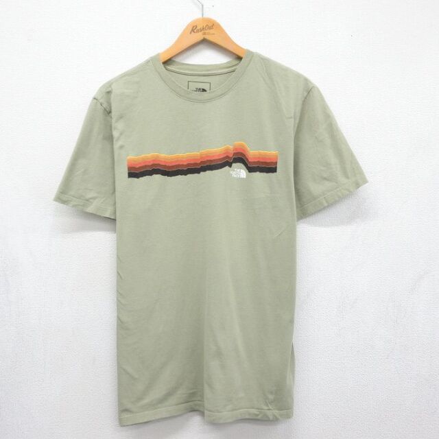 ノースフェイス 半袖Tシャツ ワンポイントロゴ カーキ メンズL相当 | 古着