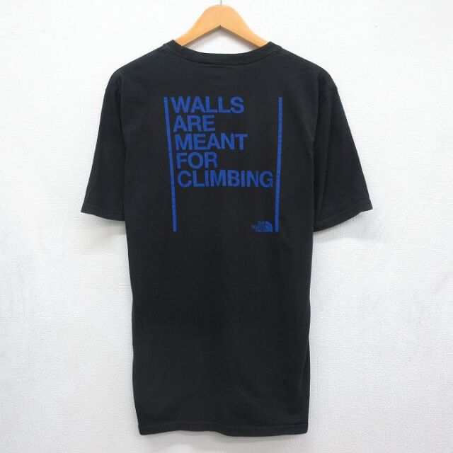 L★古着 ノースフェイス 半袖 ブランド Tシャツ メンズ ワンポイントロゴ CLIMBING コットン クルーネック ブラック 26jul06