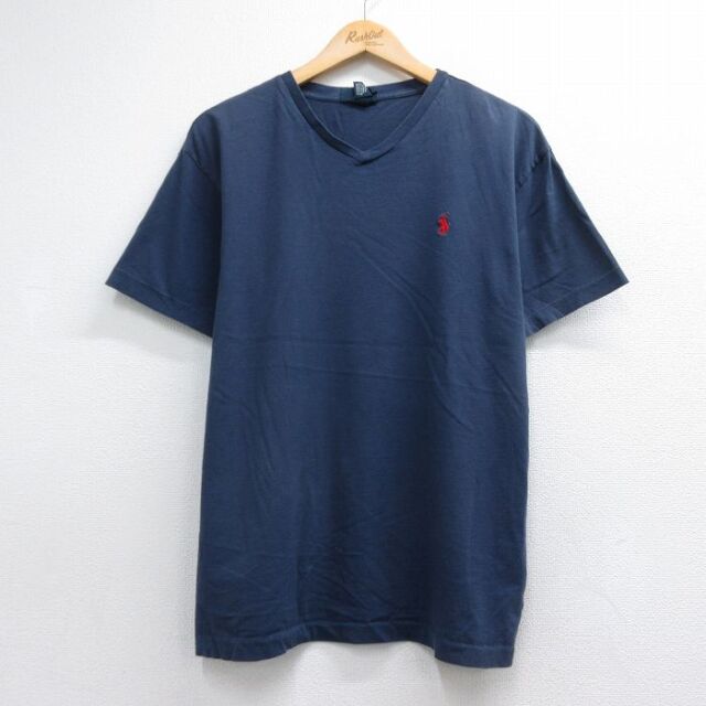 ラルフローレン 90s 半袖Tシャツ ワンポイントロゴ ネイビー メンズL相当 | 古着