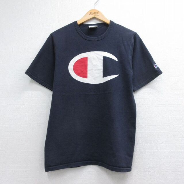 チャンピオン 半袖Tシャツ ビッグロゴ ネイビー メンズM相当 | 古着