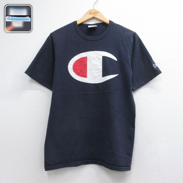 チャンピオン 半袖Tシャツ ビッグロゴ ネイビー メンズM相当 | 古着