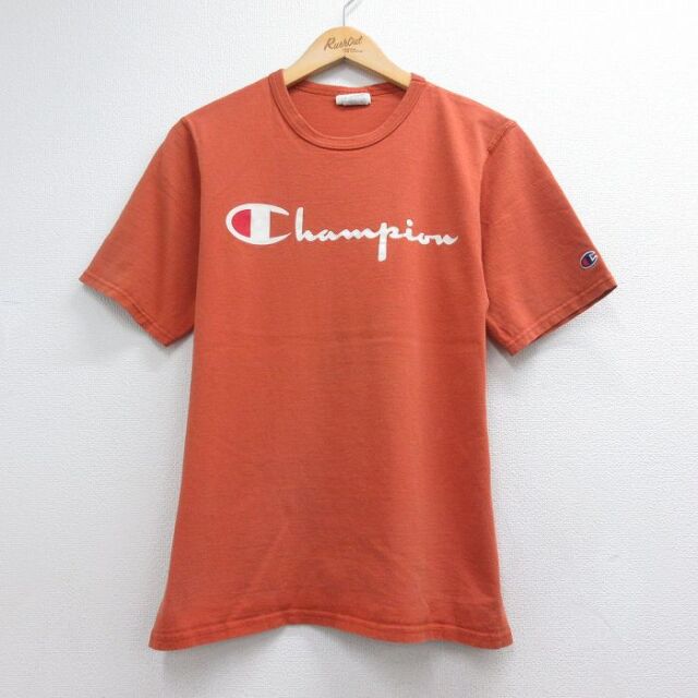 チャンピオン M 半袖Tシャツ ビッグロゴ オレンジ メンズM相当 | 古着