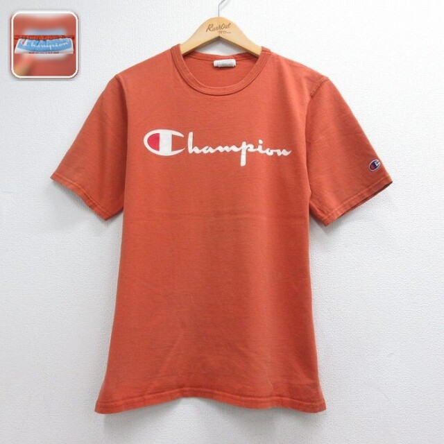 チャンピオン M 半袖Tシャツ ビッグロゴ オレンジ メンズM相当 | 古着