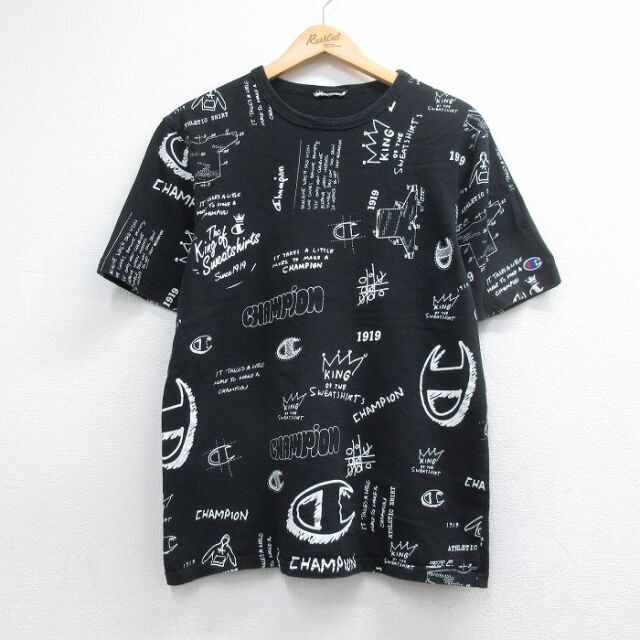 チャンピオン M 半袖Tシャツ ワンポイントロゴ ブラック メンズM相当 | 古着