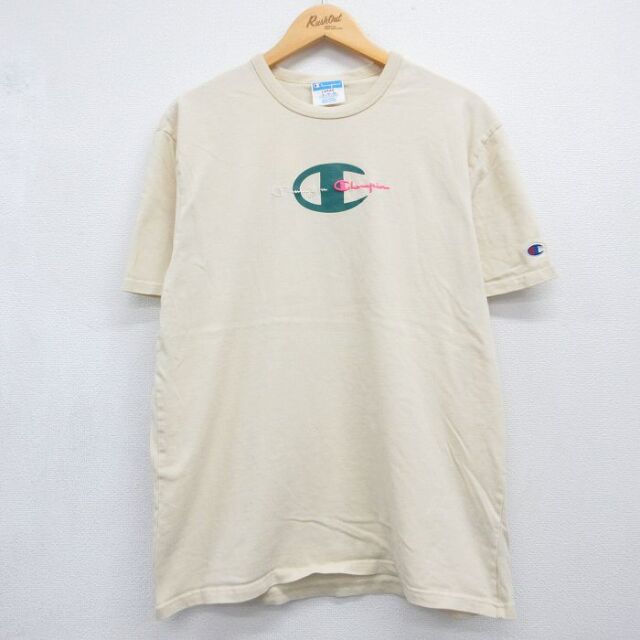 チャンピオン 半袖Tシャツ ビッグロゴ ベージュ メンズL相当 | 古着