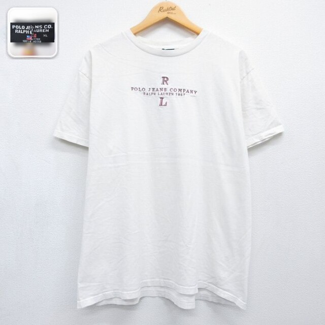 ラルフローレン 半袖Tシャツ ビッグロゴ刺繍 ホワイト メンズXL相当 | 古着