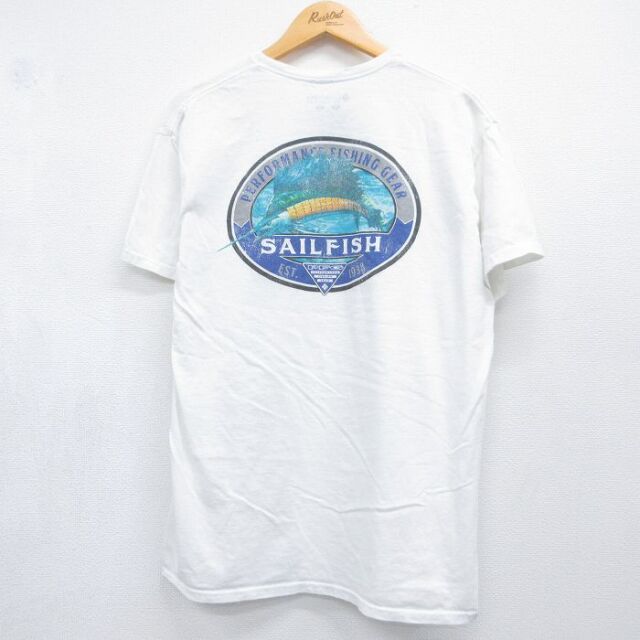コロンビア PFG 半袖Tシャツ SAIL FISH ホワイト メンズL相当 | 古着