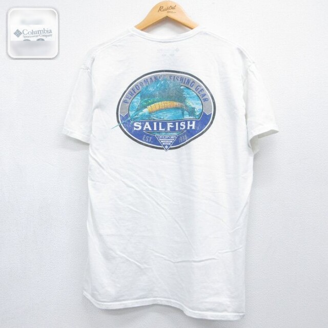 コロンビア PFG 半袖Tシャツ SAIL FISH ホワイト メンズL相当 | 古着