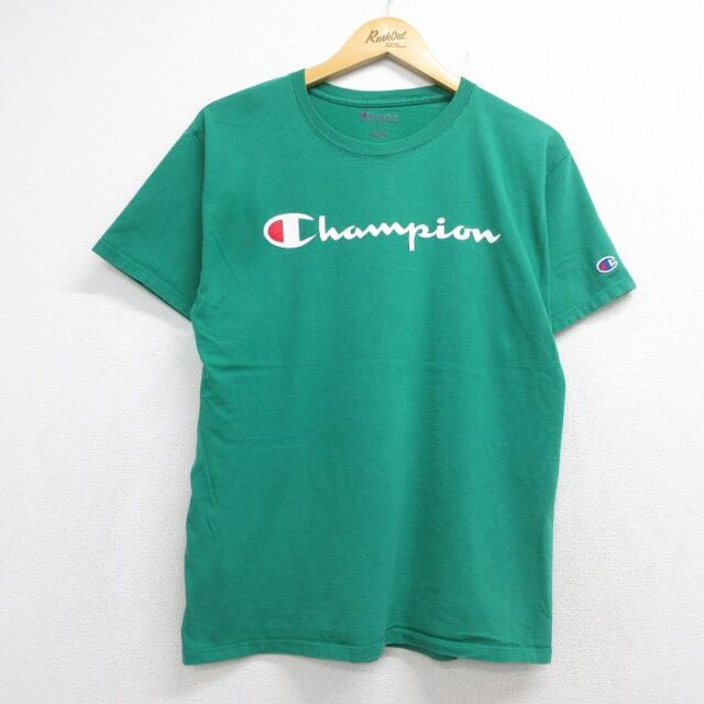 チャンピオン 半袖Tシャツ ビッグロゴ グリーン メンズM相当 | 古着