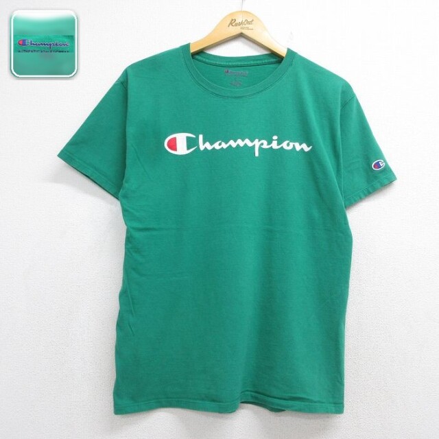 チャンピオン 半袖Tシャツ ビッグロゴ グリーン メンズM相当 | 古着