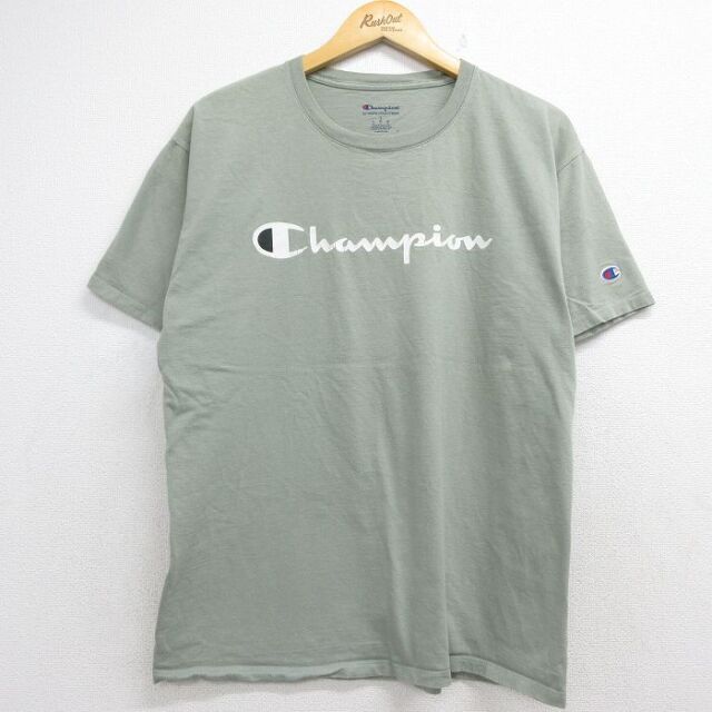 チャンピオン 半袖Tシャツ ビッグロゴ カーキ メンズL相当 | 古着