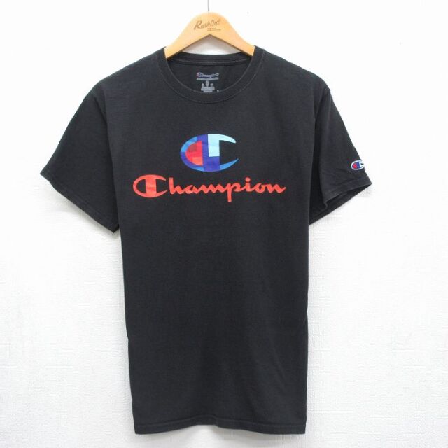 チャンピオン 半袖Tシャツ ビッグロゴ ブラック メンズM相当 | 古着