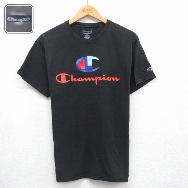チャンピオン 半袖Tシャツ ビッグロゴ ブラック メンズM相当 | 古着