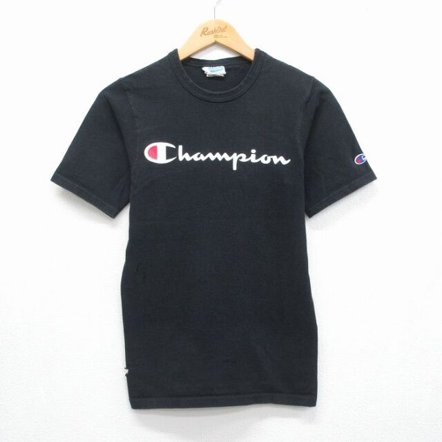 チャンピオン 半袖Tシャツ ビッグロゴ ブラック メンズXS相当 | 古着