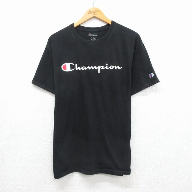 チャンピオン 半袖Tシャツ ビッグロゴ ブラック メンズL相当 | 古着