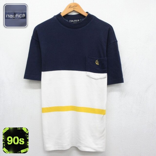ノーティカ 90s 半袖Tシャツ ワンポイントロゴ ネイビー メンズXL相当 | 古着