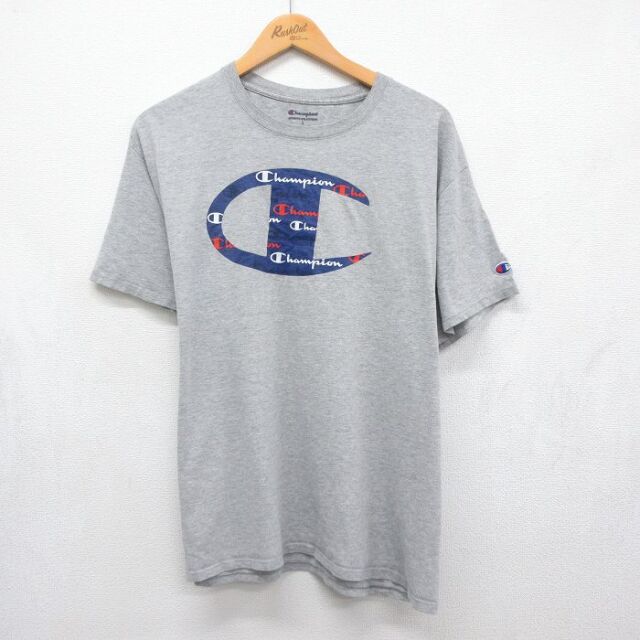 チャンピオン 半袖Tシャツ ビッグロゴ グレー メンズL相当 | 古着