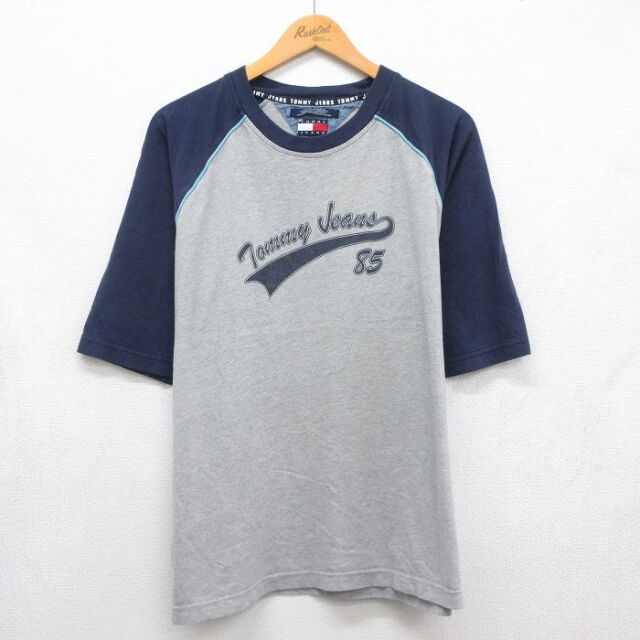 トミーヒルフィガー 90s 半袖Tシャツ ラグラン グレー メンズXL相当 | 古着