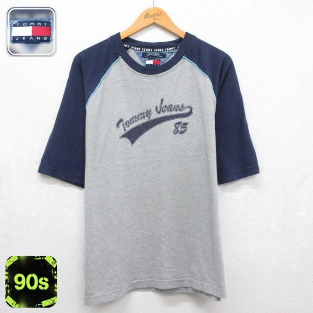 トミーヒルフィガー 90s 半袖Tシャツ ラグラン グレー メンズXL相当 | 古着