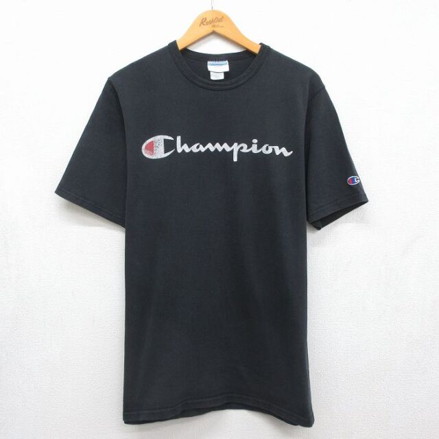 チャンピオン 半袖Tシャツ ビッグロゴ ブラック メンズL相当 | 古着